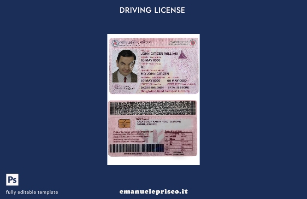 verified style modello di versione Bangaldesh DL in stile verificato template